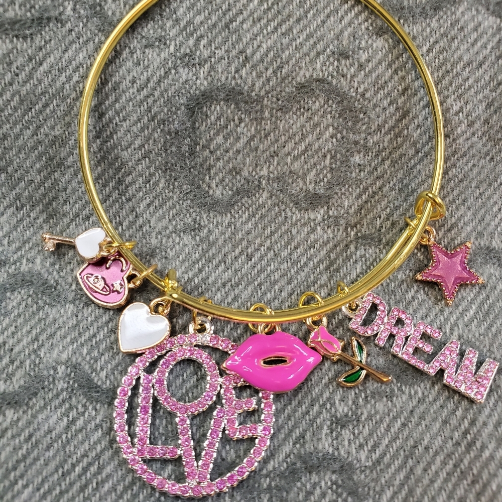Charm Gemstone bangle bracelet